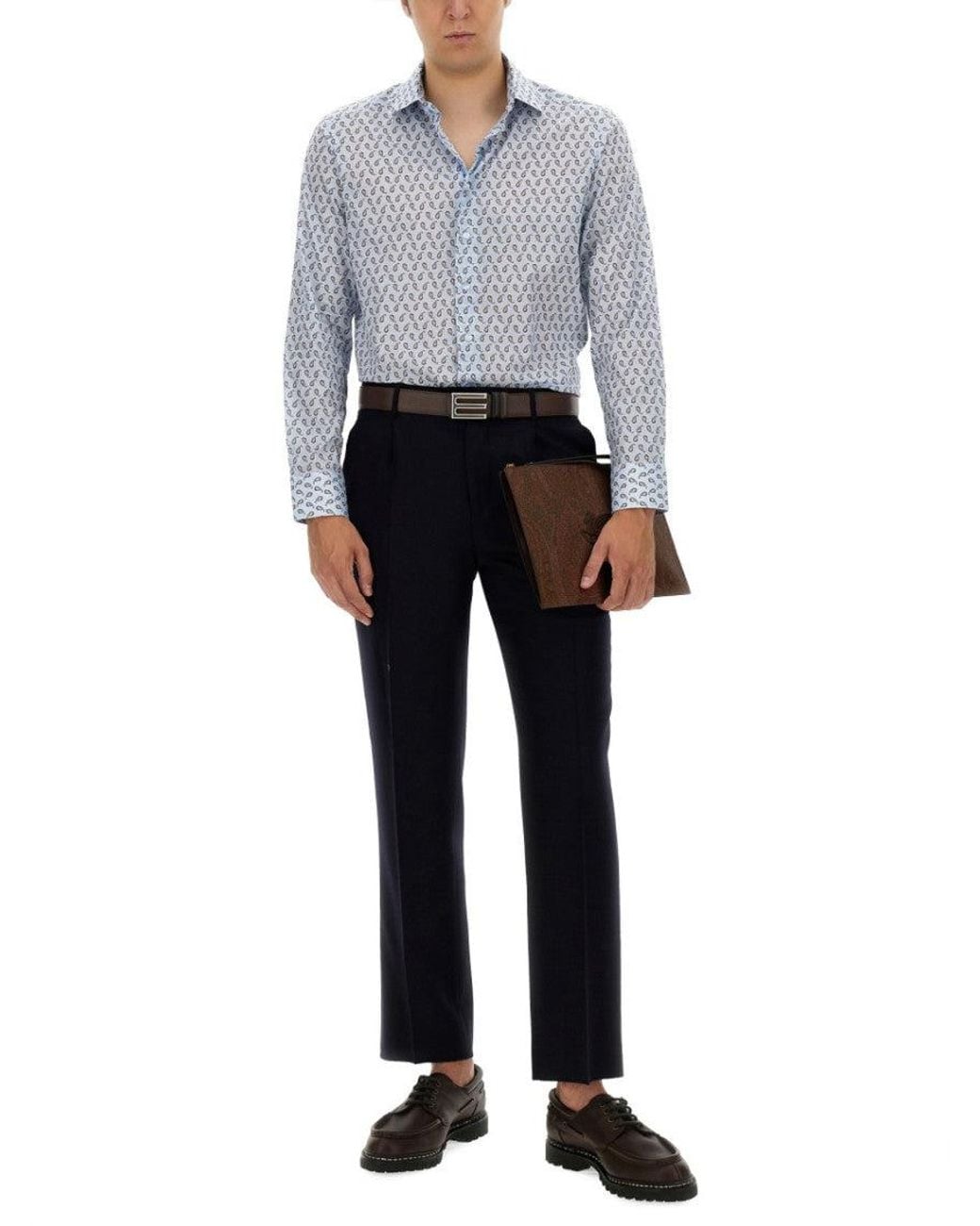 Etro Gray Light Regular Shirt for men