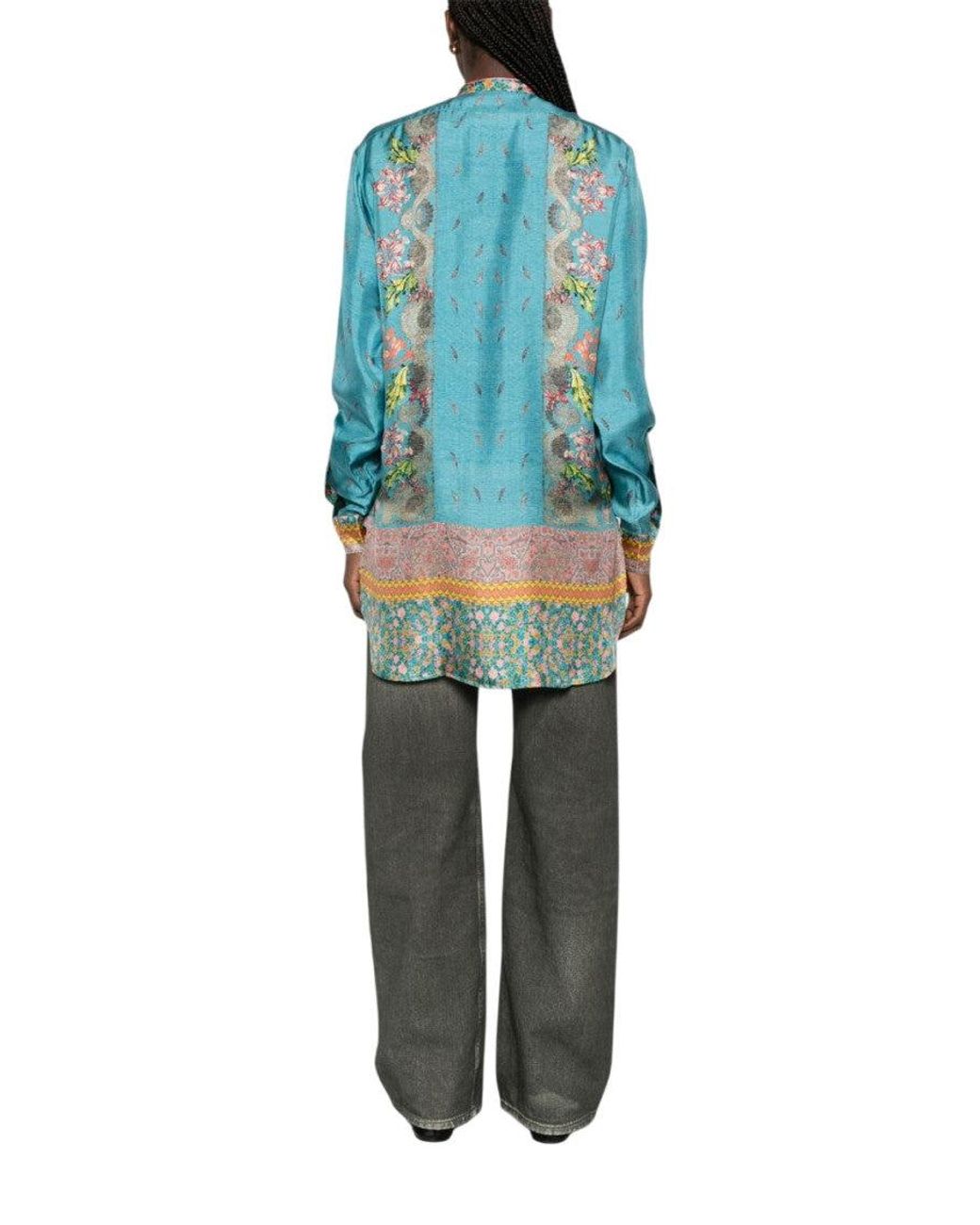 Pierre Louis Mascia Blue Sky Printed Silk Shirt