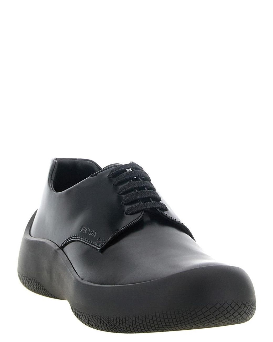 Prada Black Leather Lace-Up Shoes for men