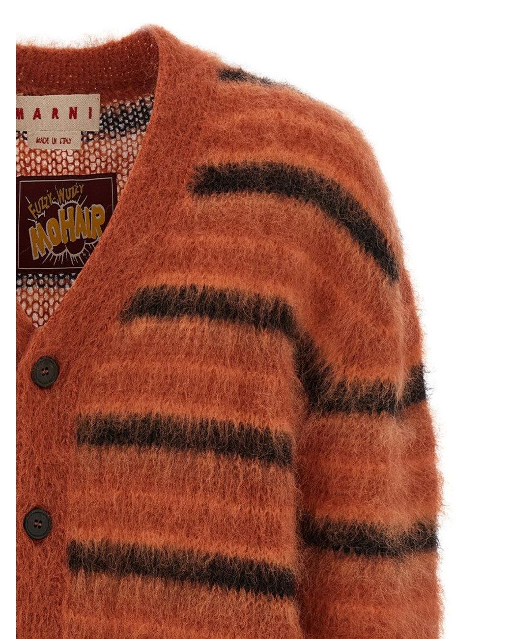 Marni Brown Brushed Striped Cardigan for men