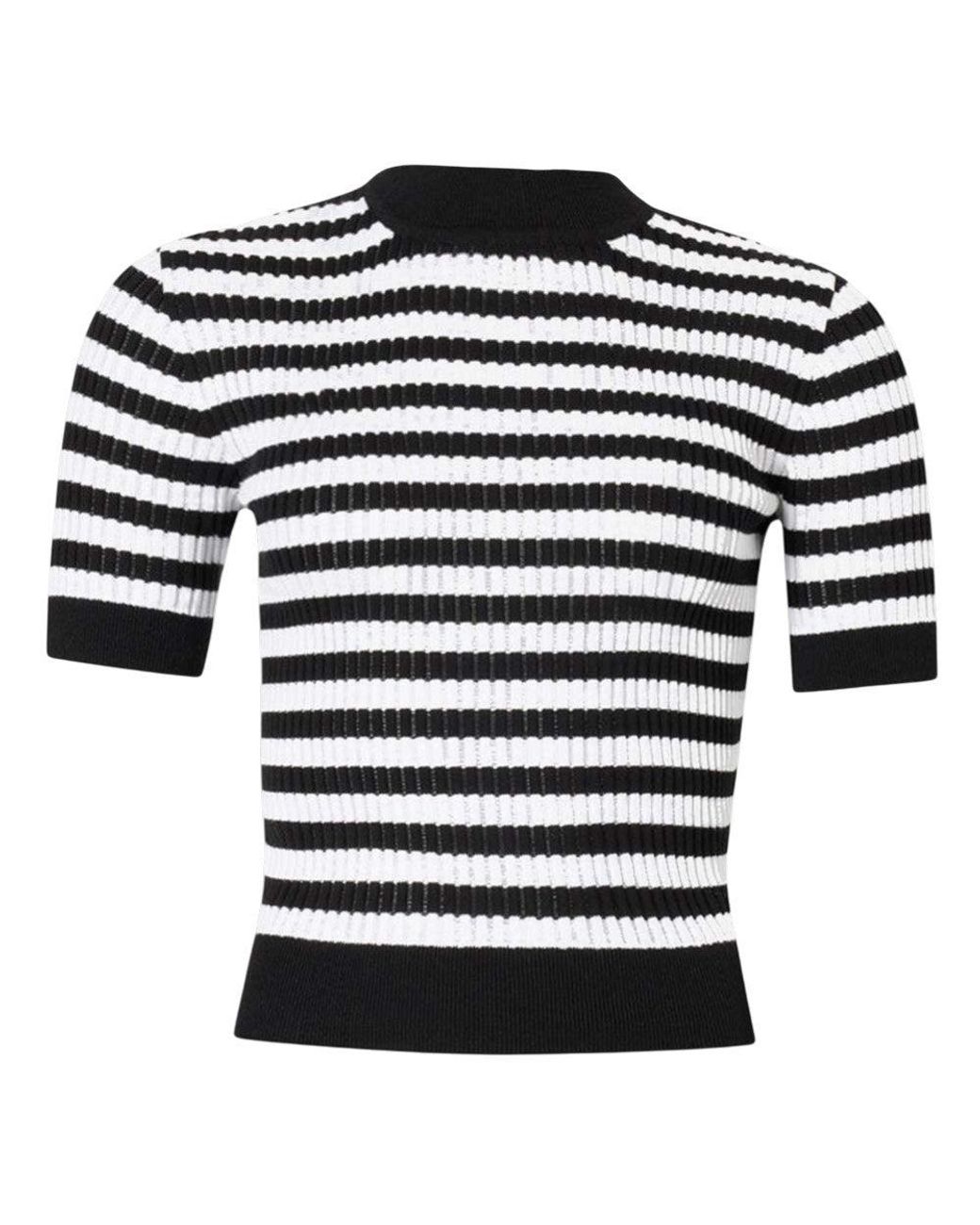 Patou Black Stripes Mock Collar T-Shirt