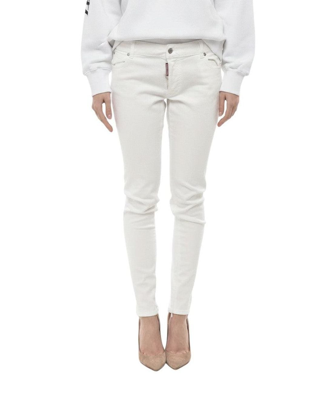 DSquared² White Skinny Mid Rise Jeans