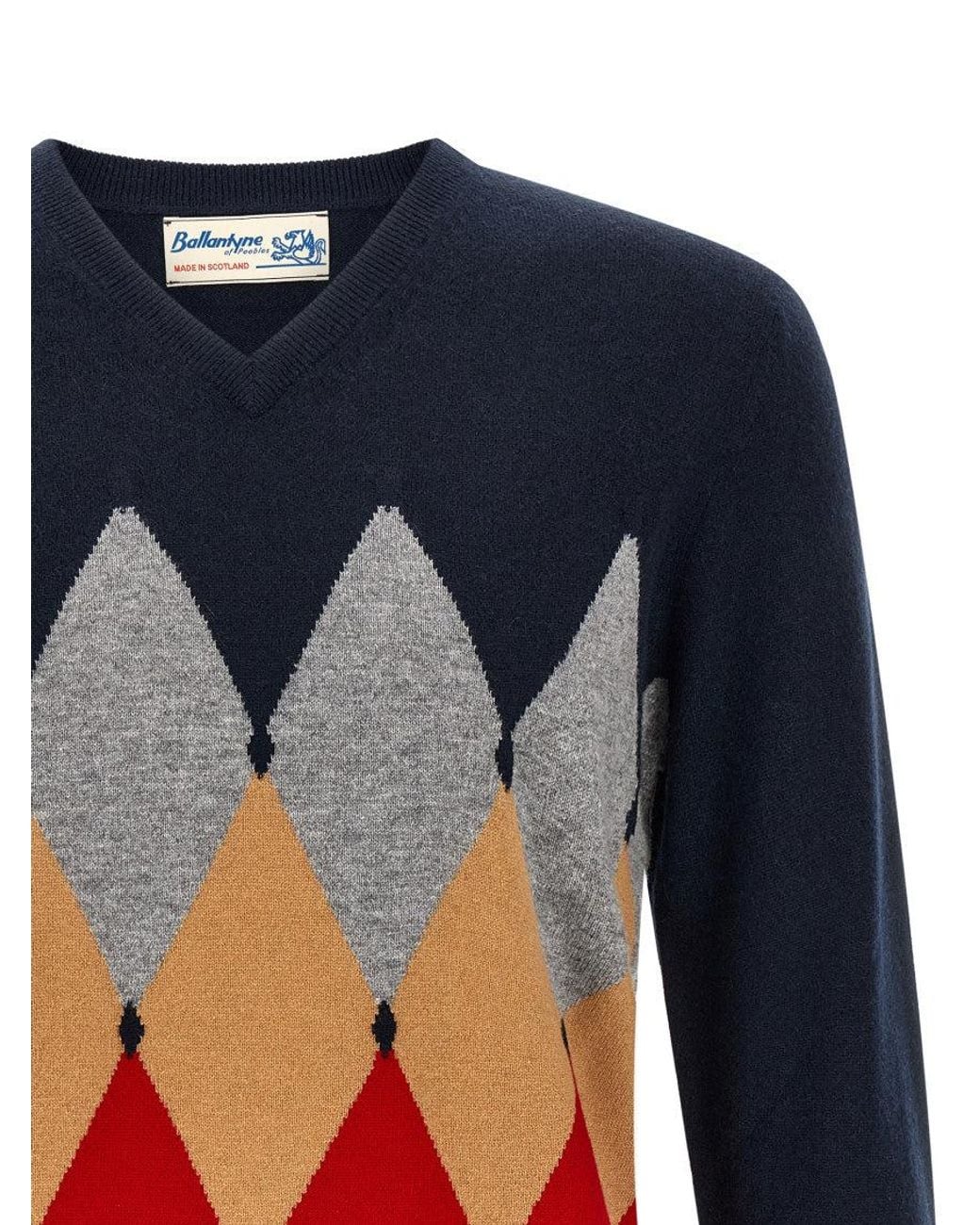 Ballantyne Blue V Neck Sweater for men
