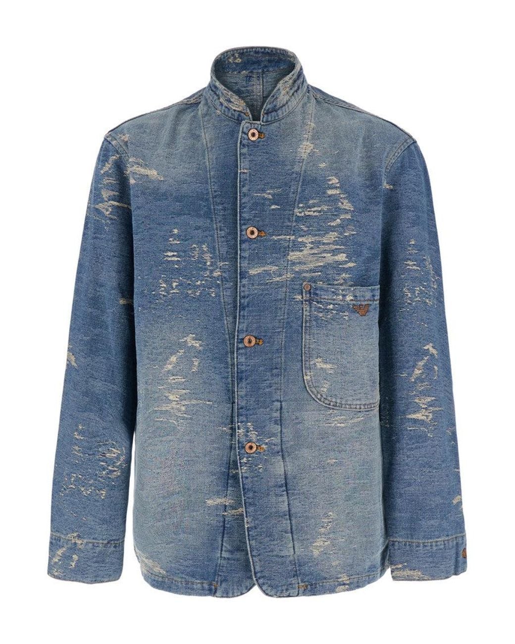 Emporio Armani Blue Band Collar Blazer for men