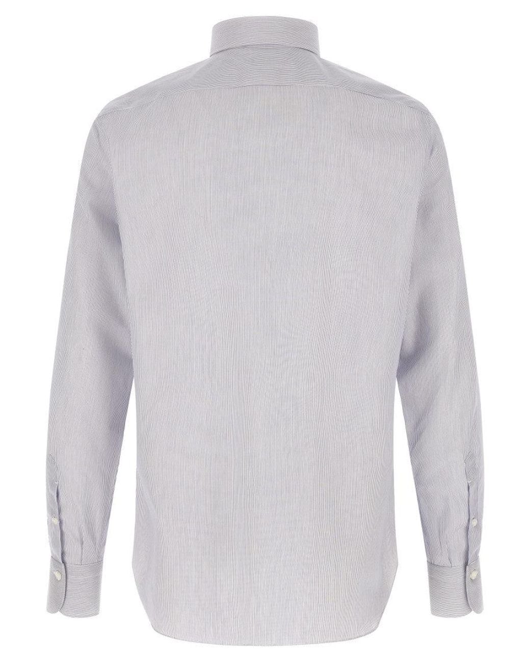 Finamore 1925 White Regular Stripes Shirt for men