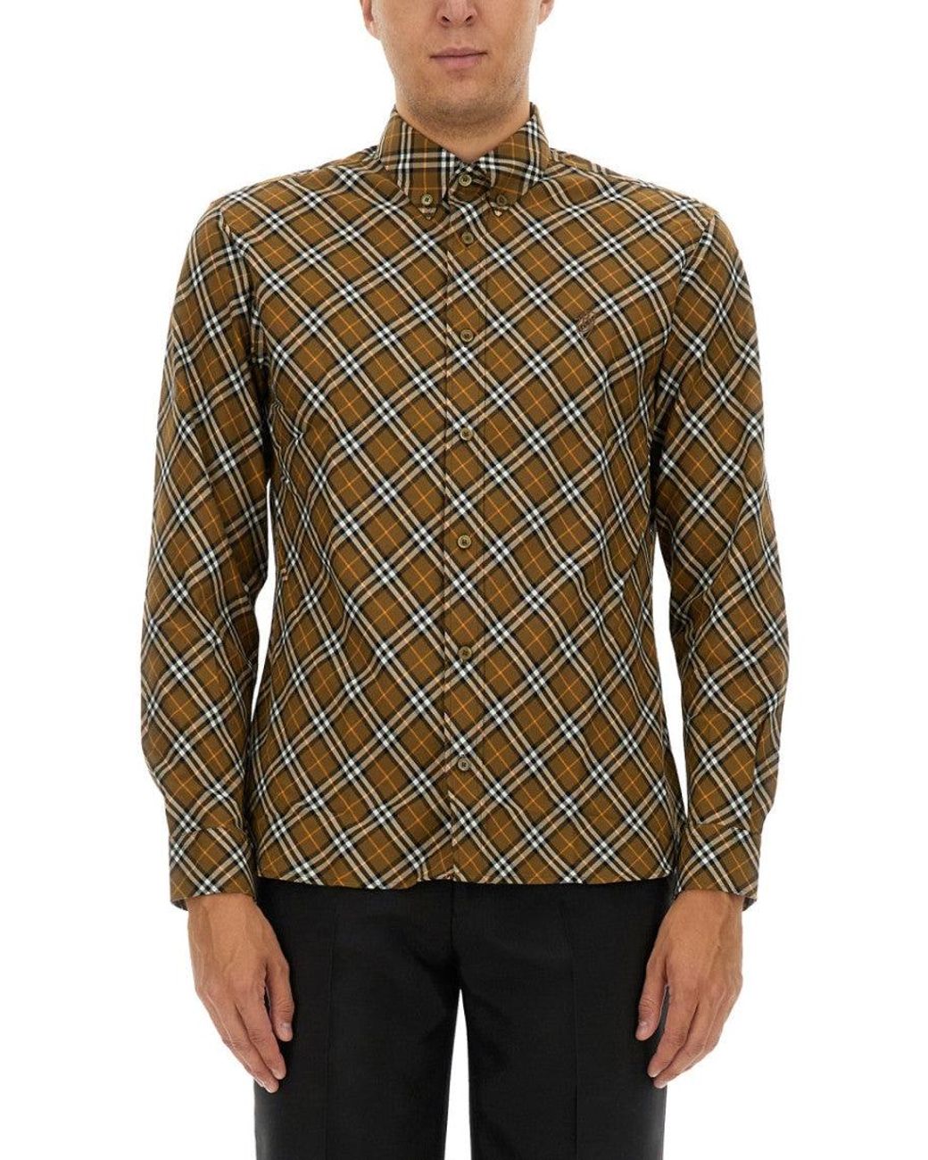 Burberry Brown Classic Fit Check Shirt for men