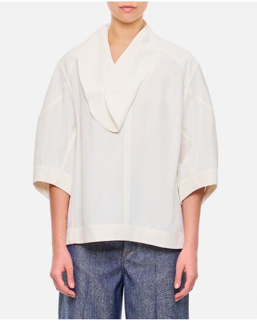 Bottega Veneta White Viscose And Linen Blouse