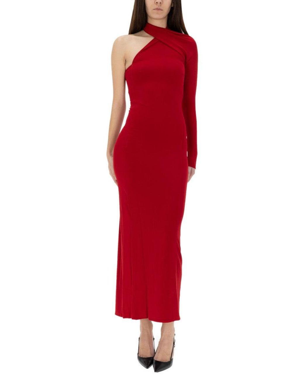 Courreges Red One Shoulder Maxi Dress