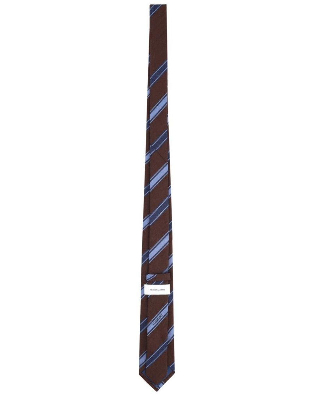 Ferragamo Brown Cravatta Stripes Tie for men