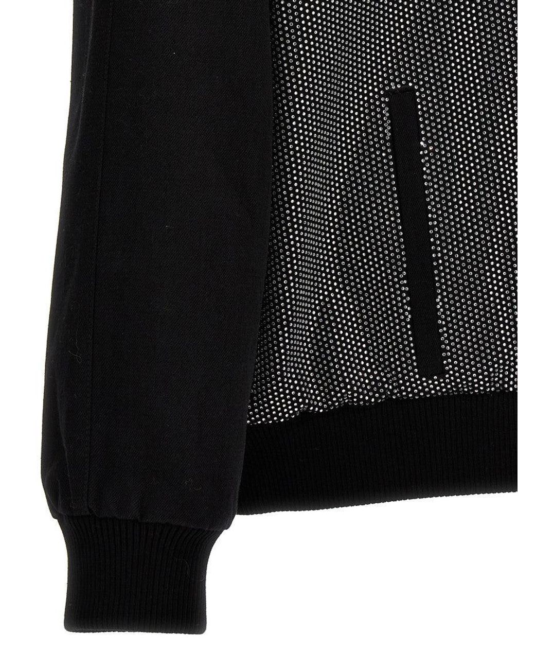 Balmain Black Rhinestone Bomber Jacket for men