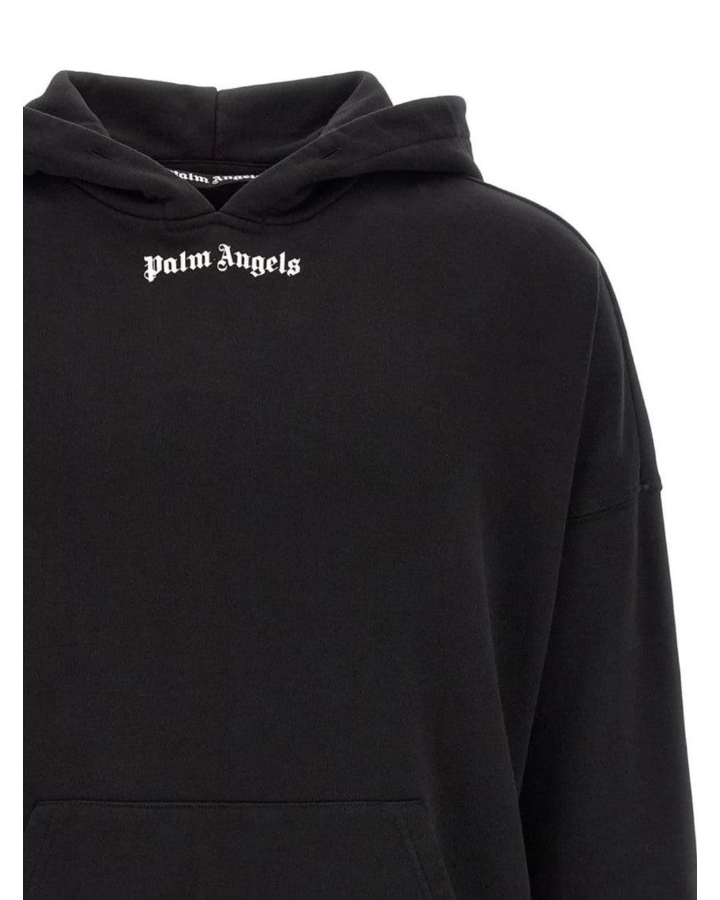 Palm Angels Black Relaxed Logo Hoodie for men