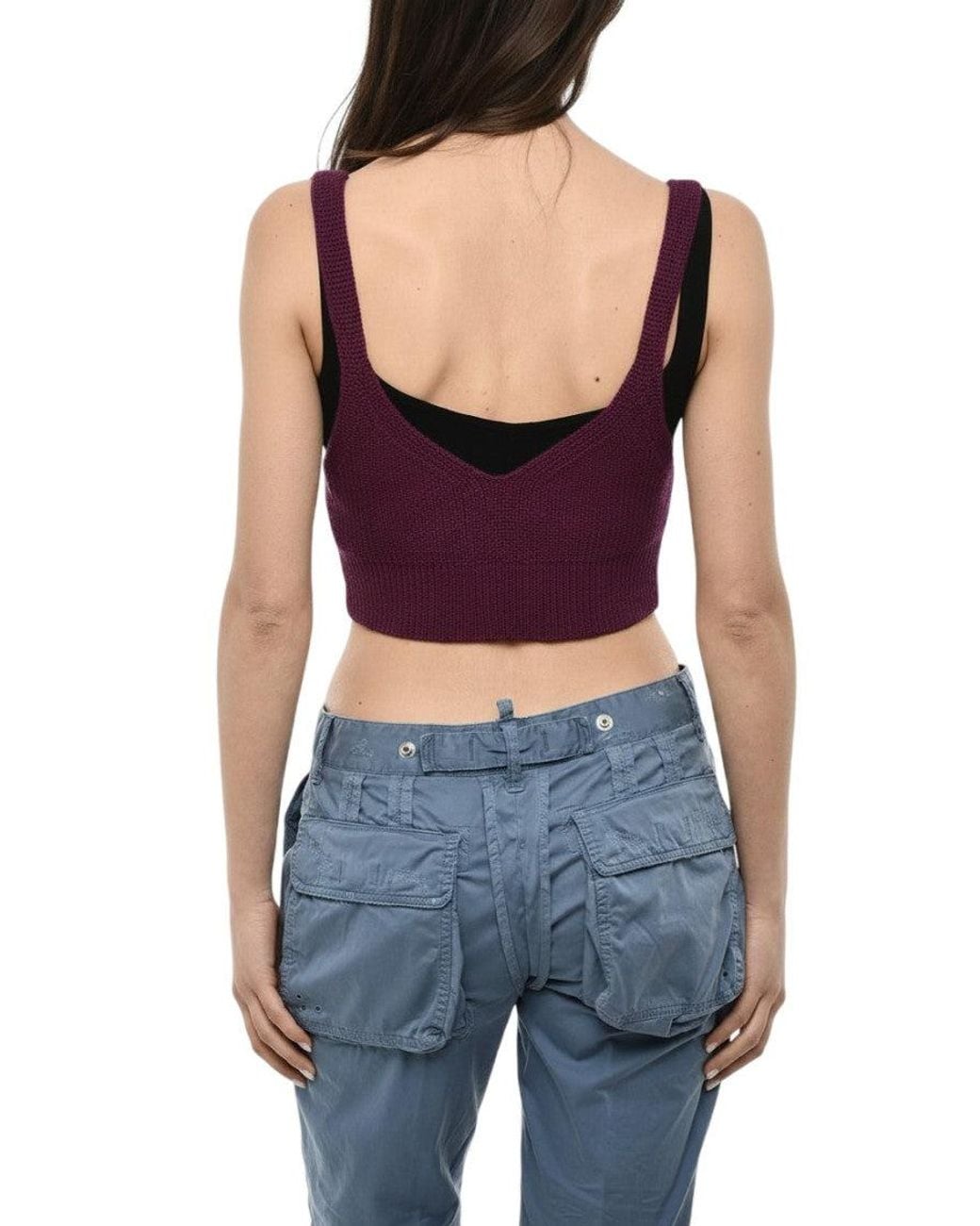 DSquared² Purple Knitted V Neck Top
