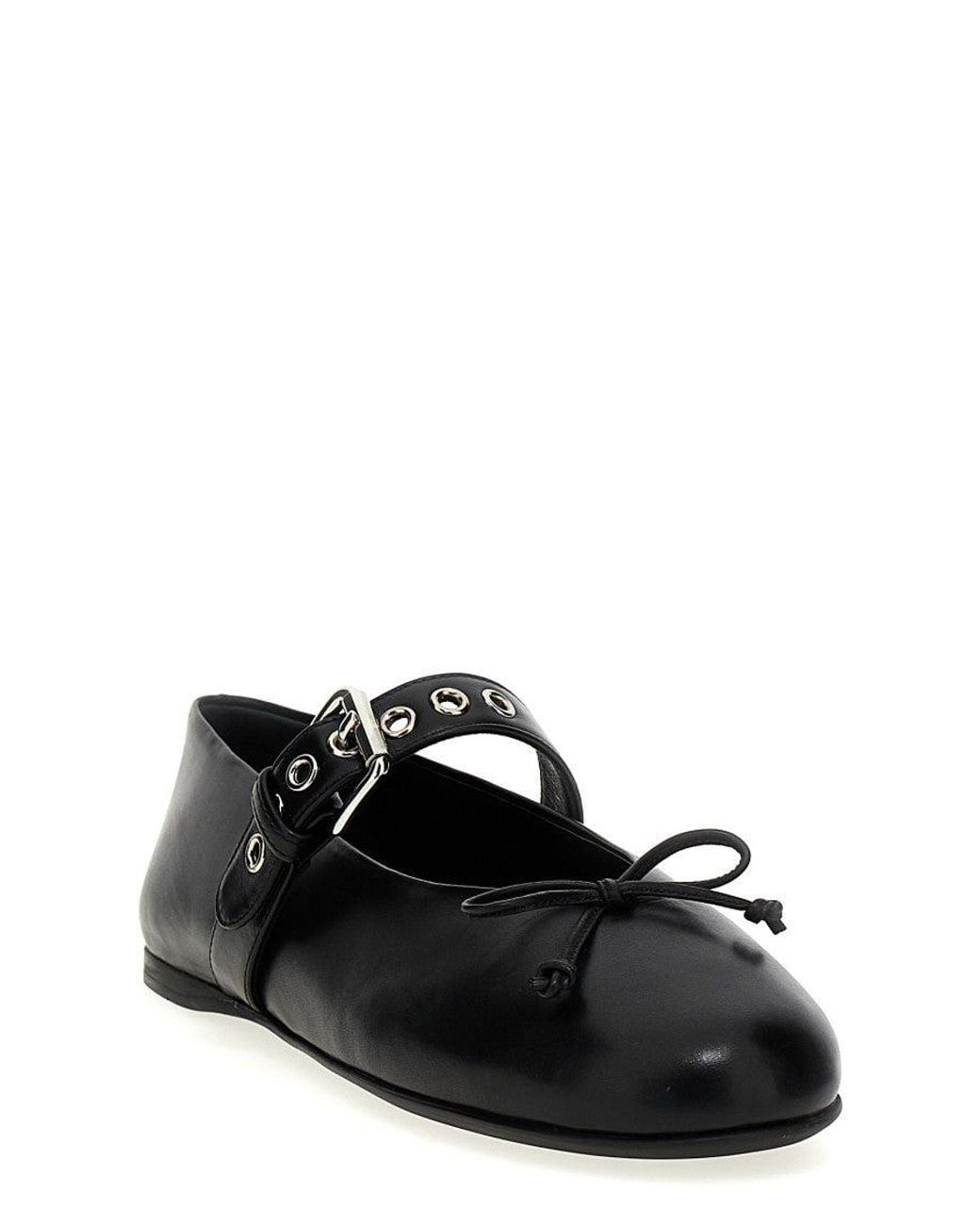 Miu Miu Black Buckle Strap Ballet Flats