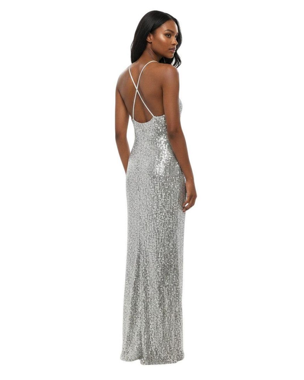 Balmain Metallic V Neck Maxi Dress
