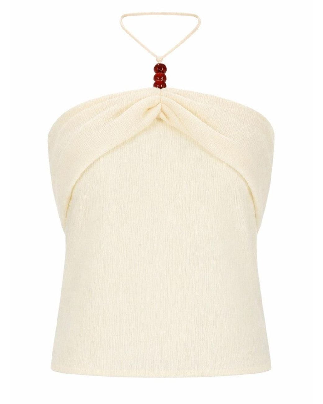 Magda Butrym Natural Solid Halter Neck Top