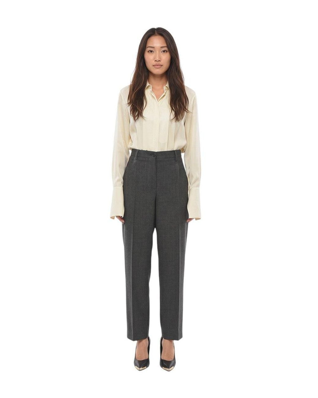 Prada Gray Tailored Pleated Pants