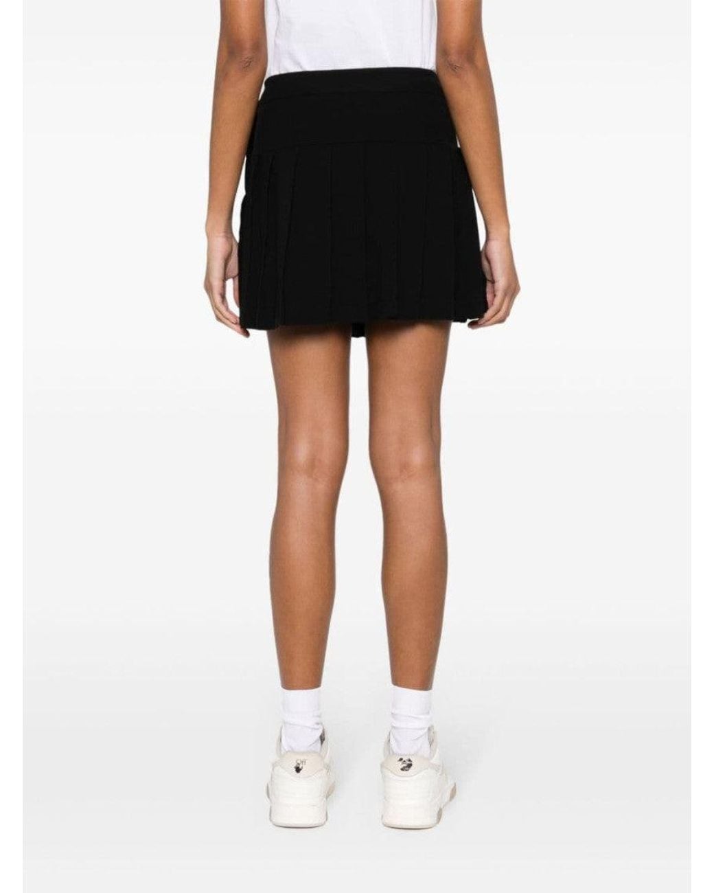 Palm Angels Black Monogram Pleated Skirt