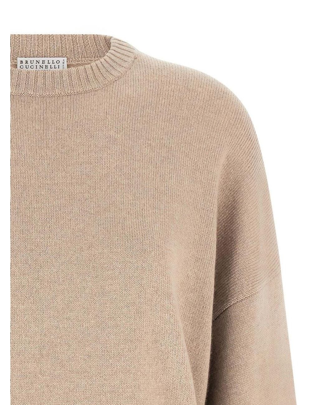 Brunello Cucinelli Natural Solid Crew Neck Sweater