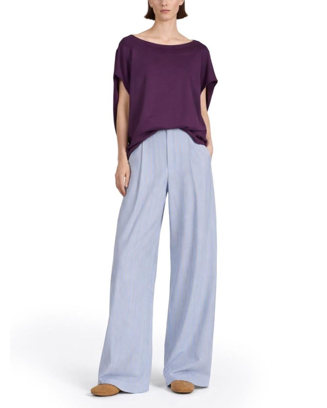 Dries Van Noten Blue Loose Flat Front Pants