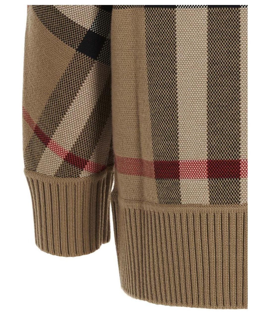 Burberry Brown Checks V Neck Cardigan