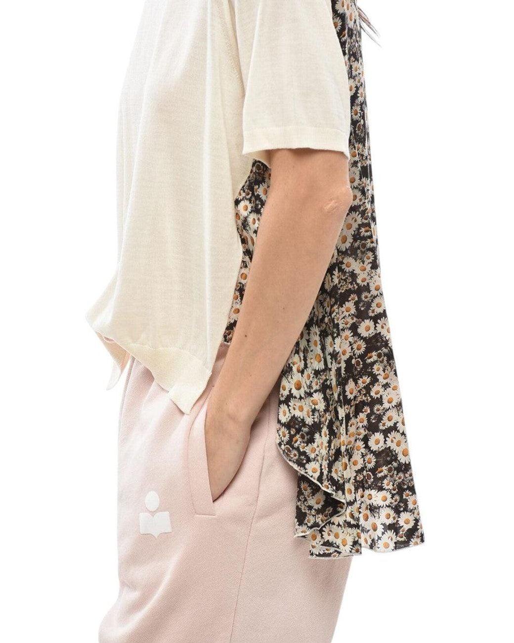 Stella McCartney Natural Off Floral Crew Neck Top