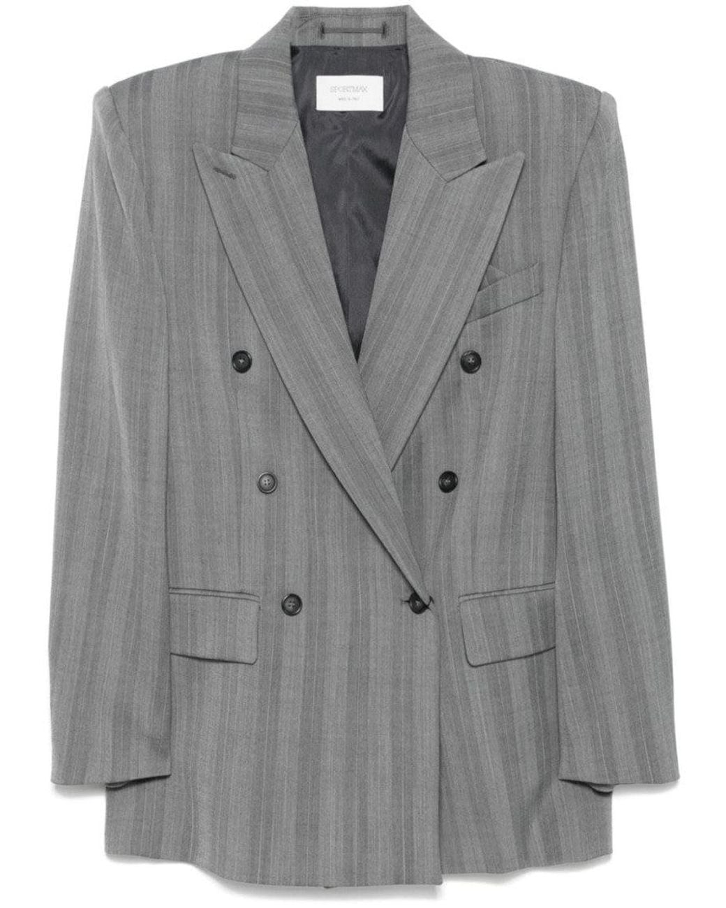 Sportmax Gray Double-Breasted Jacket