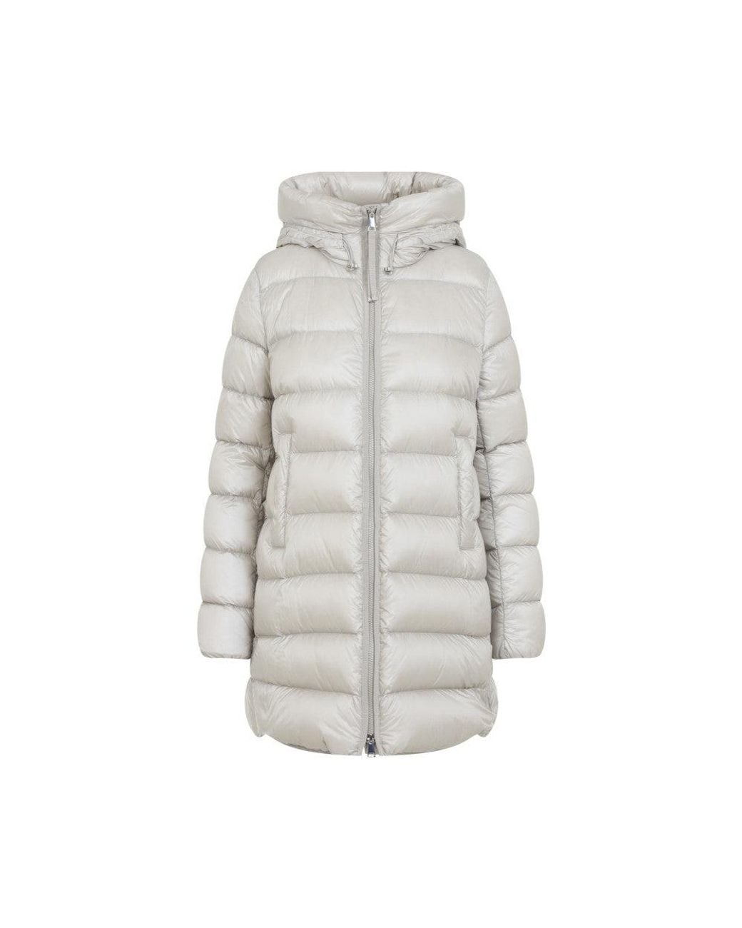 Moncler Gray Ivory Quilted Hood Jacket