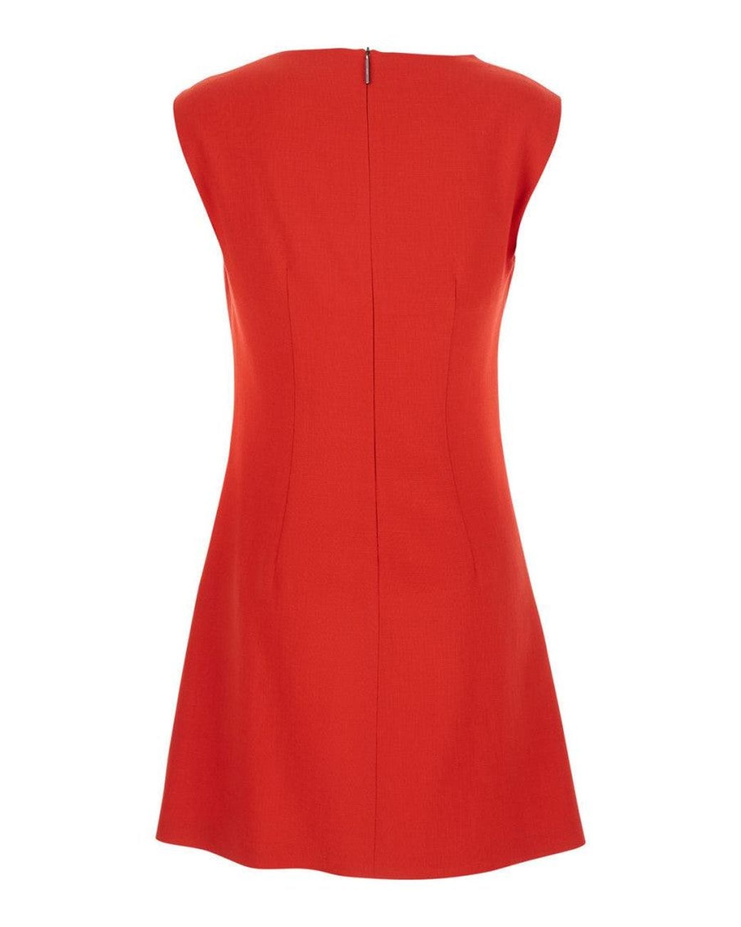 MSGM Red Cowl Neck Mini Dress