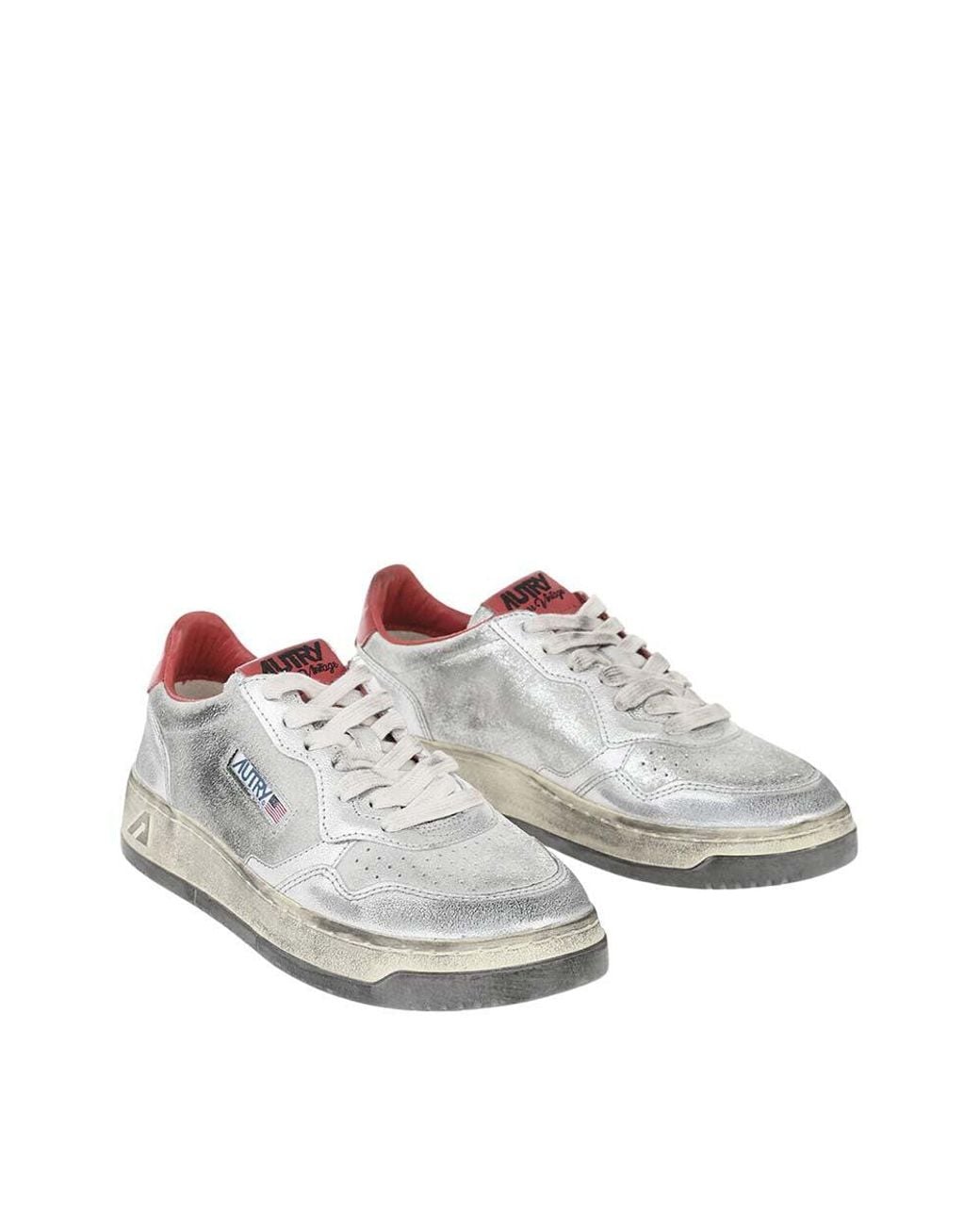Autry White Super Vintage Metallic Sneakers