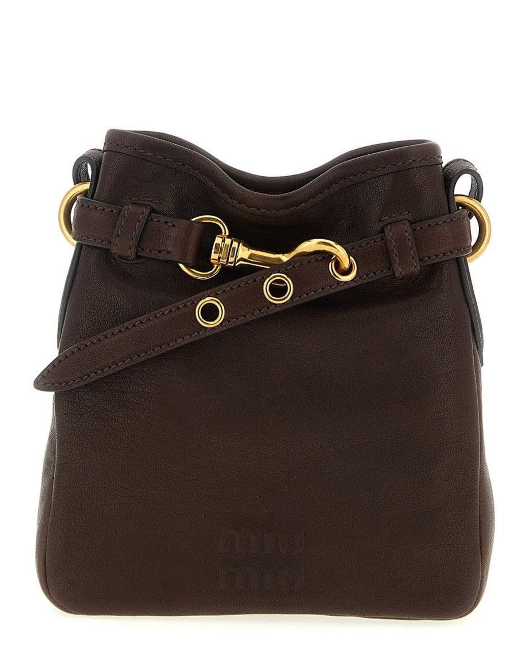 Miu Miu Brown Dark Logo Bucket Bag
