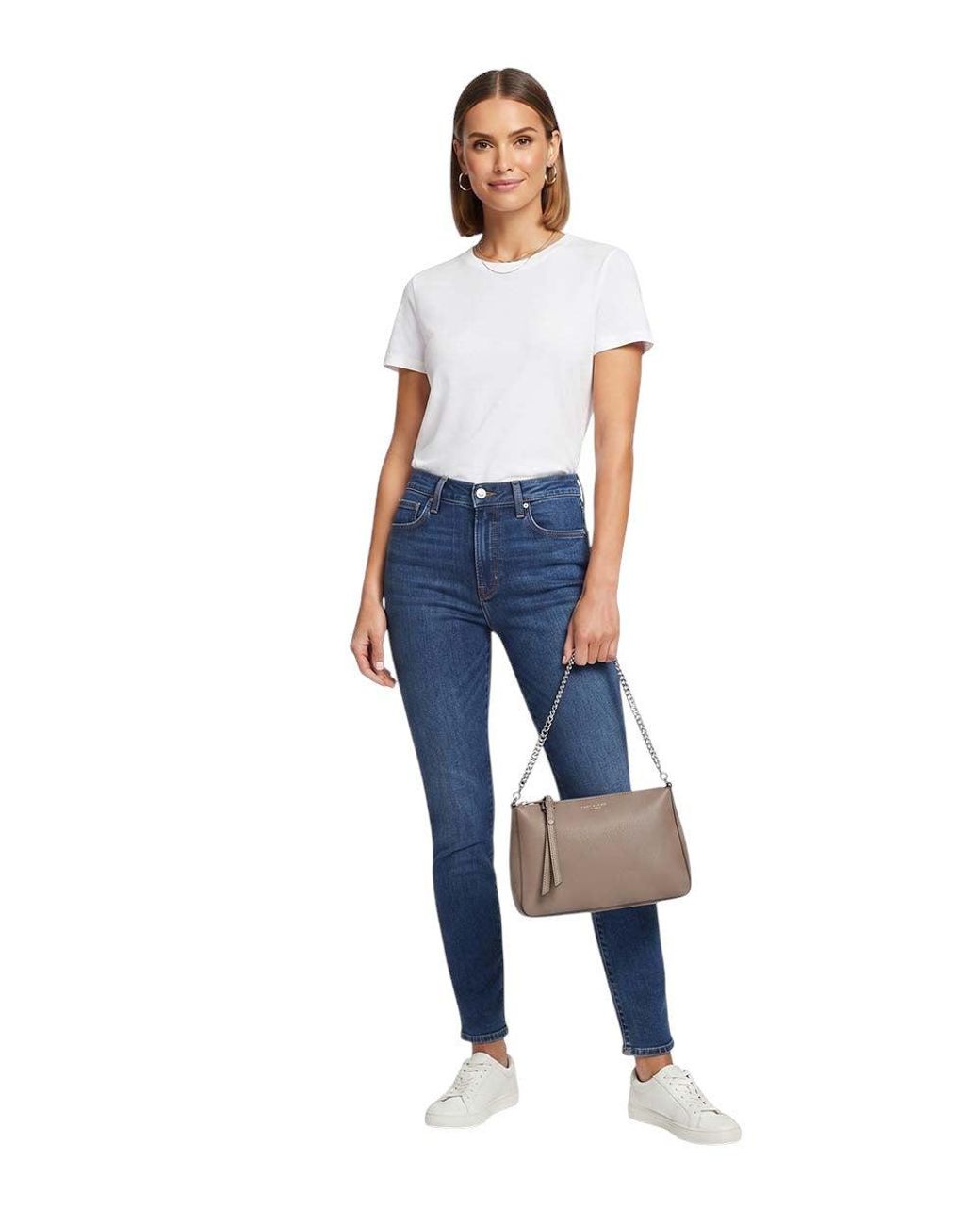 Tory Burch Brown Taupe Perry Medium Shoulder Bag