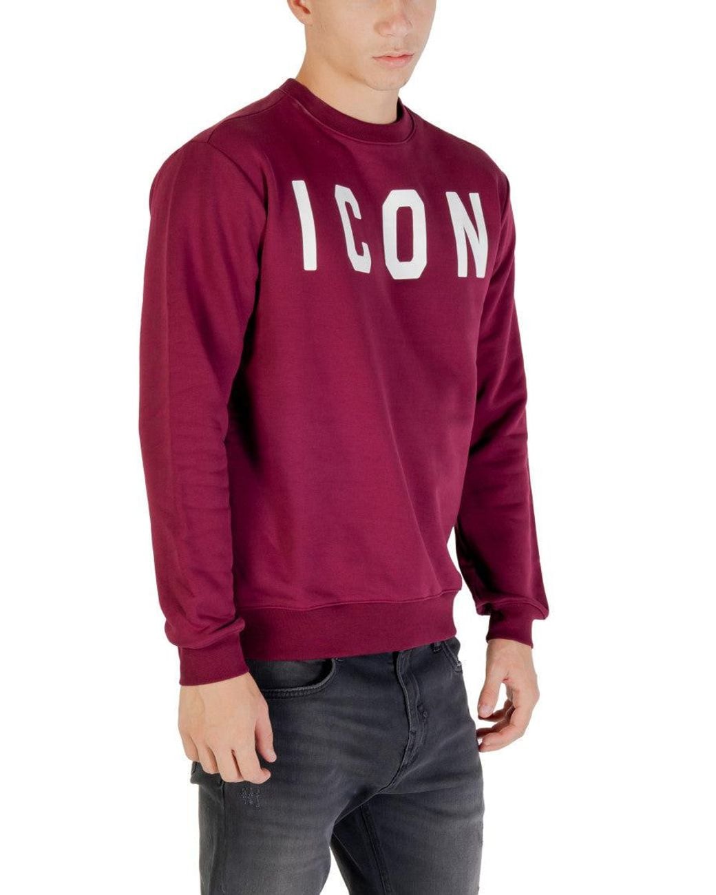 ICON DENIM Red Logo Print Sweatshirt for men