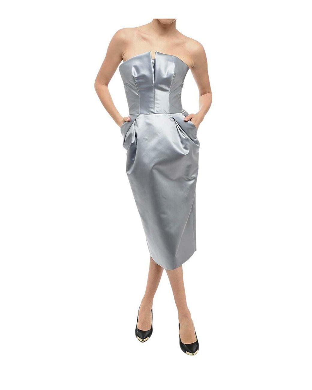 Maison Margiela Blue Strapless Midi Dress