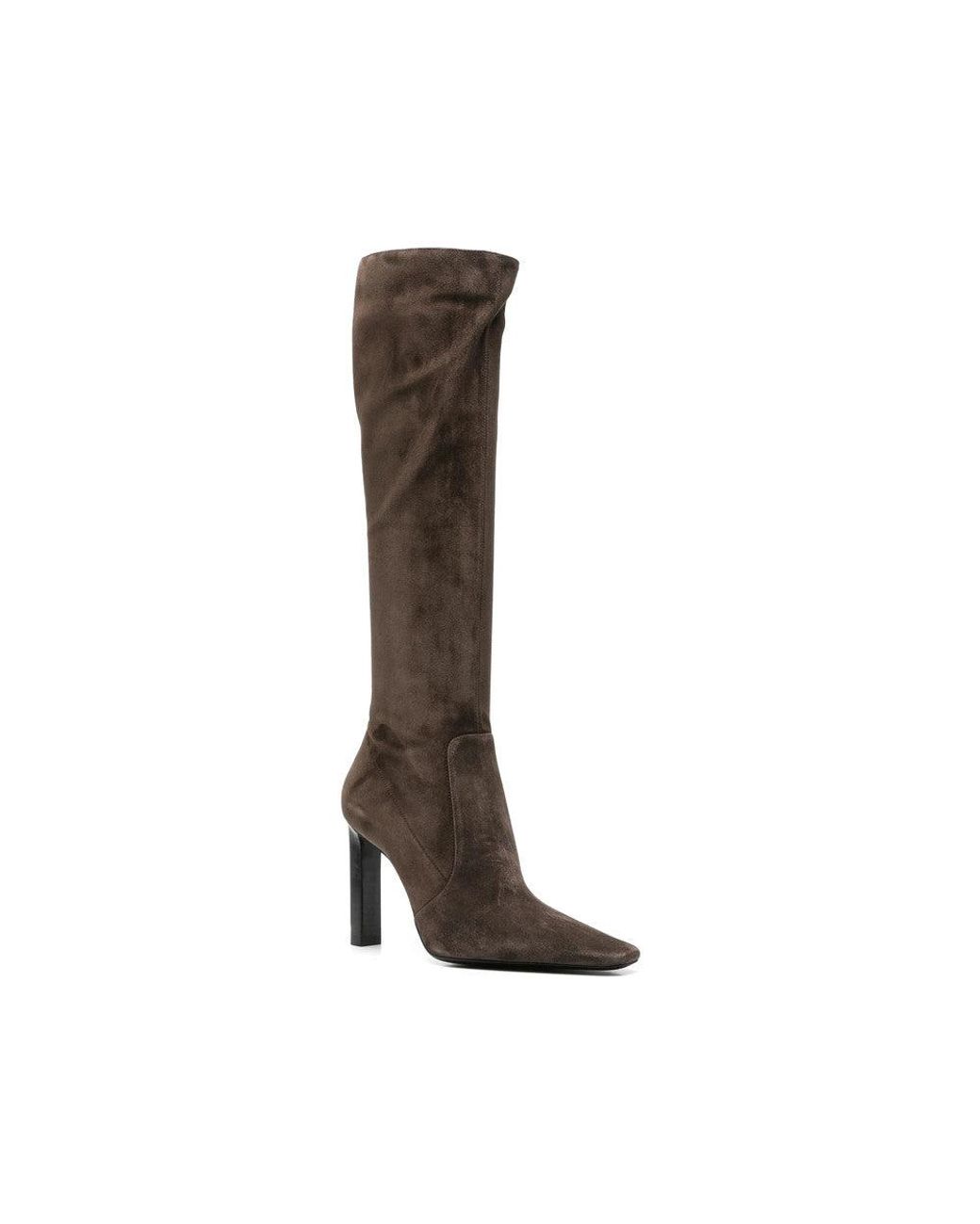 Saint Laurent Brown Suede Knee-High Boots