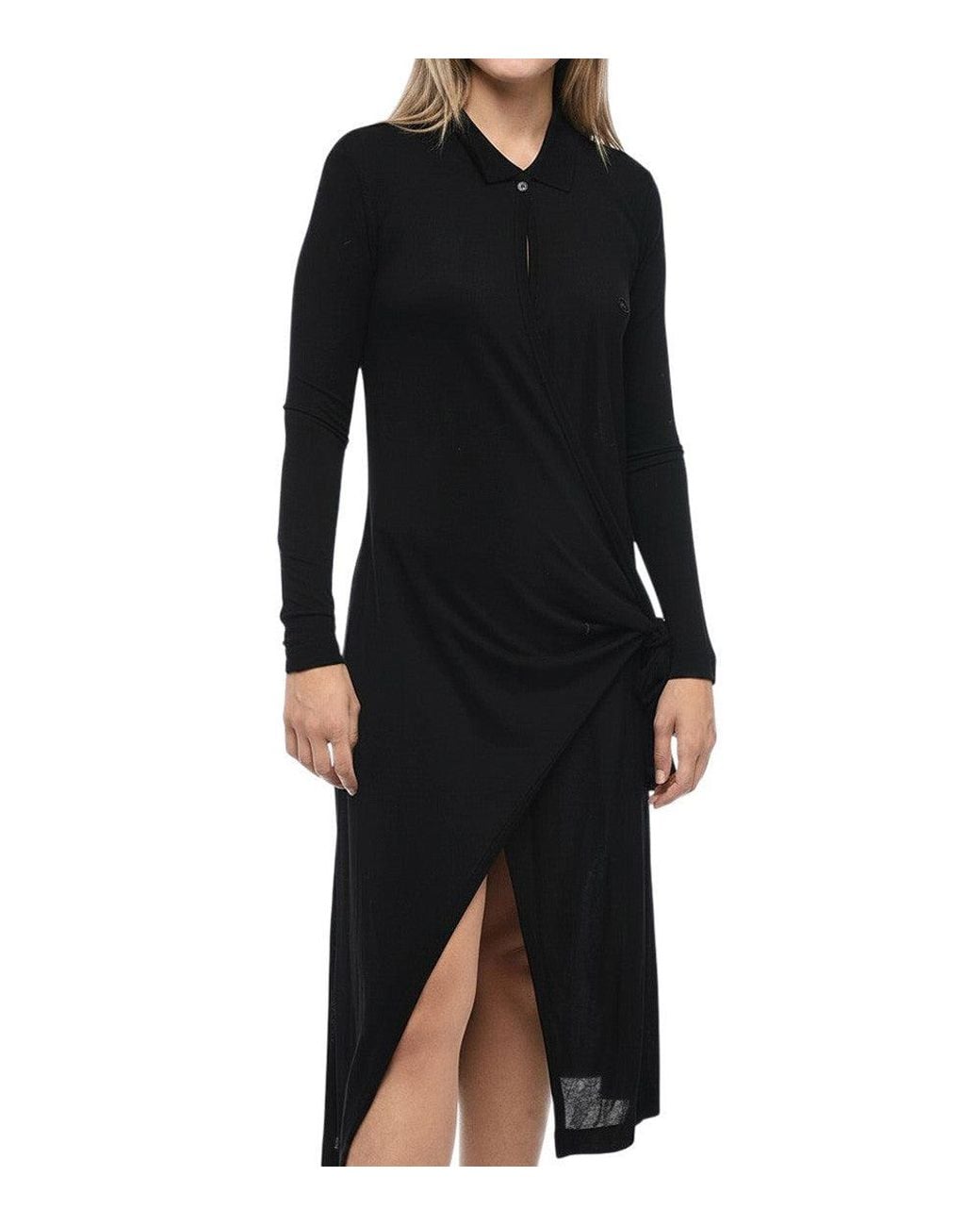 DIESEL Black Shirt Collar Midi Dress