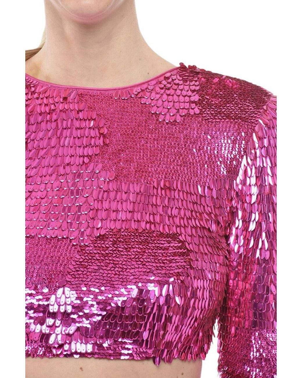 retroféte Purple Embellished Crew Neck Top