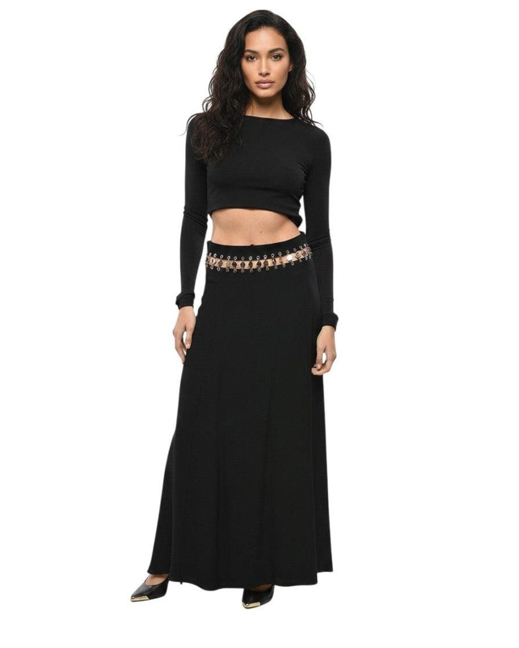 Rabanne Black Solid Maxi Skirt