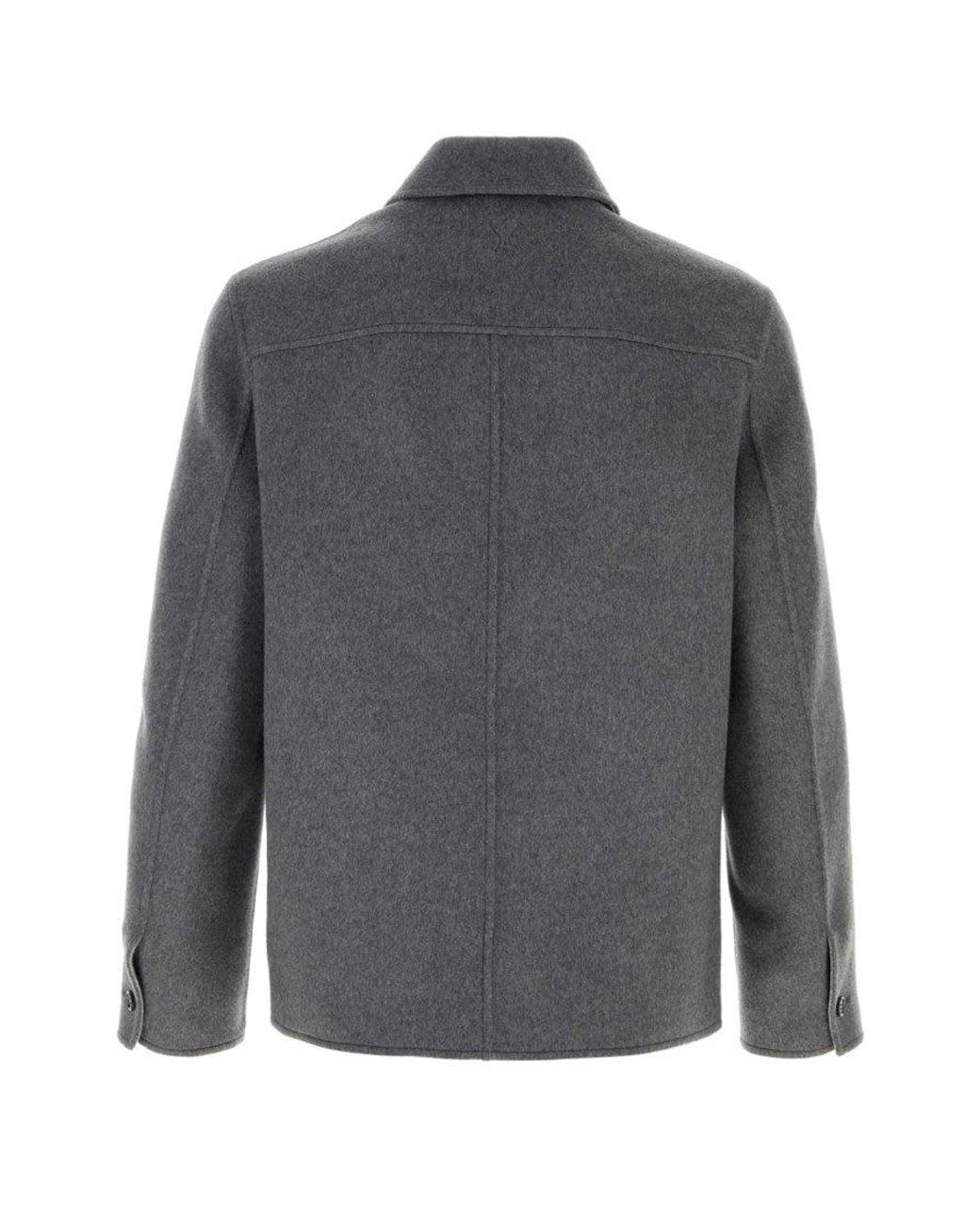 AMI Gray Ash Shirt Collar Jacket for men