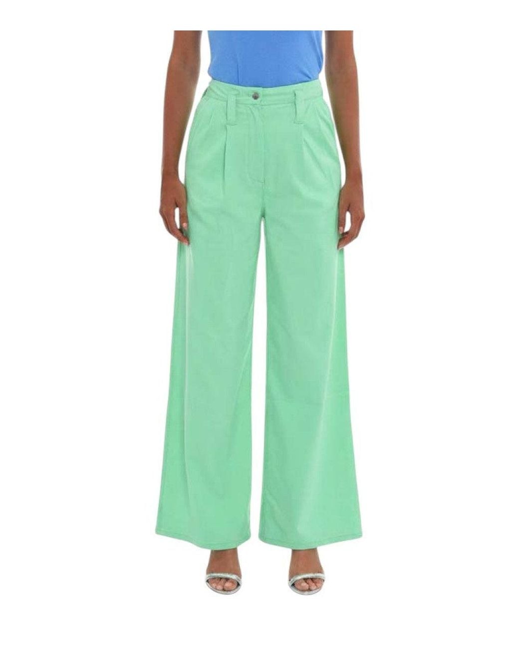 ROTATE BIRGER CHRISTENSEN Green Flared Pleated Pants