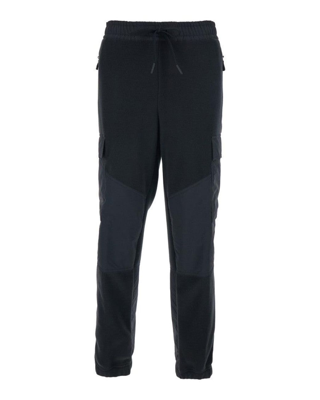 Moncler Blue Pants With Side Logo Patch And Tech Fabric Inserts for men
