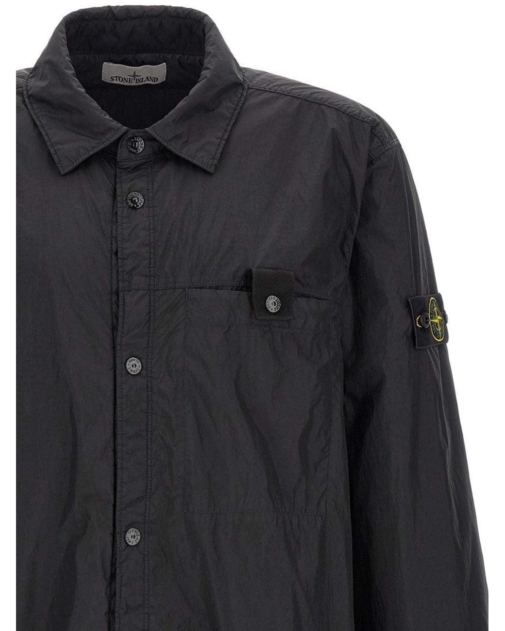 Stone Island Blue Stone Island Nylon Shell Overshirt for men