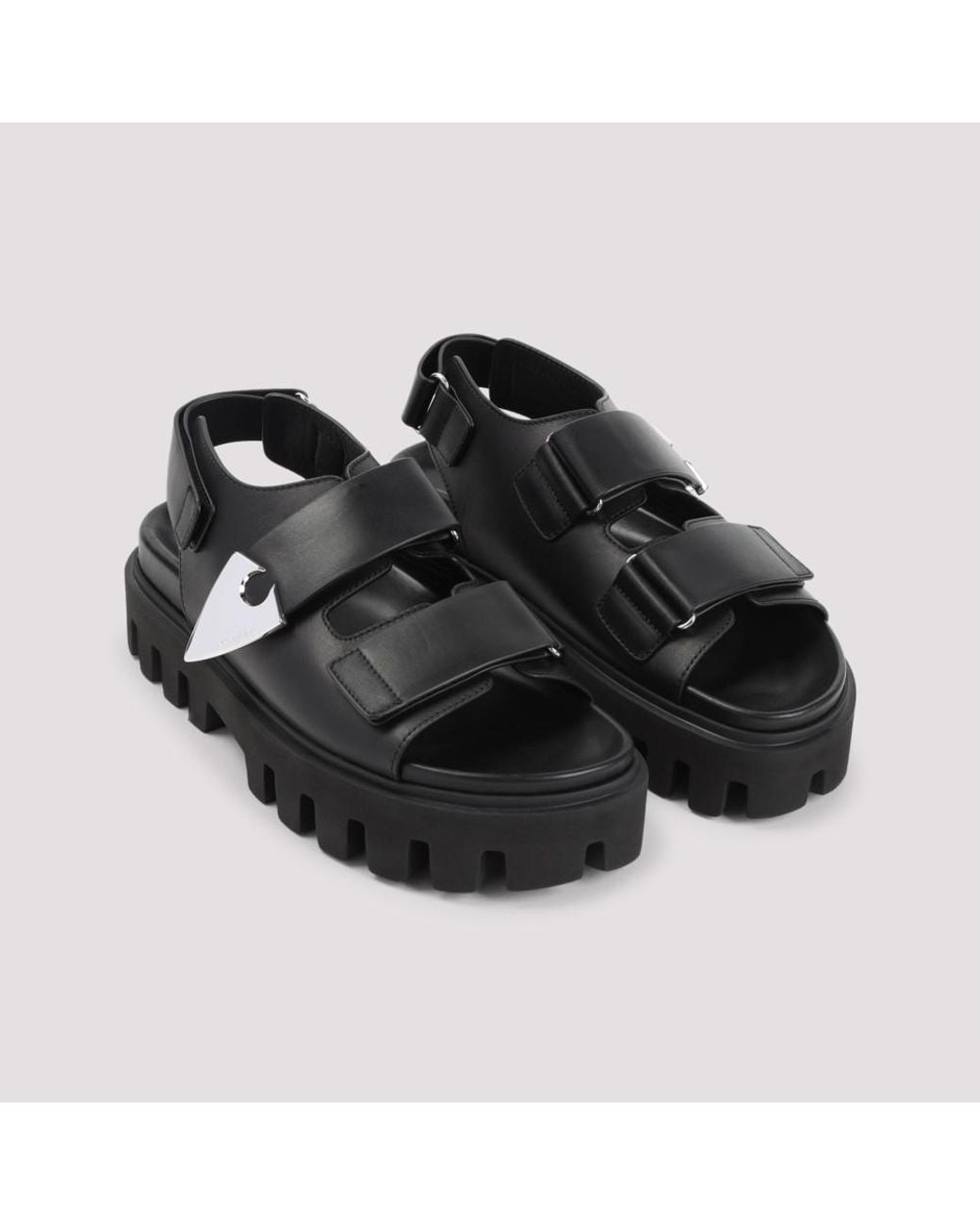McQueen Black Leather Platform Sandals
