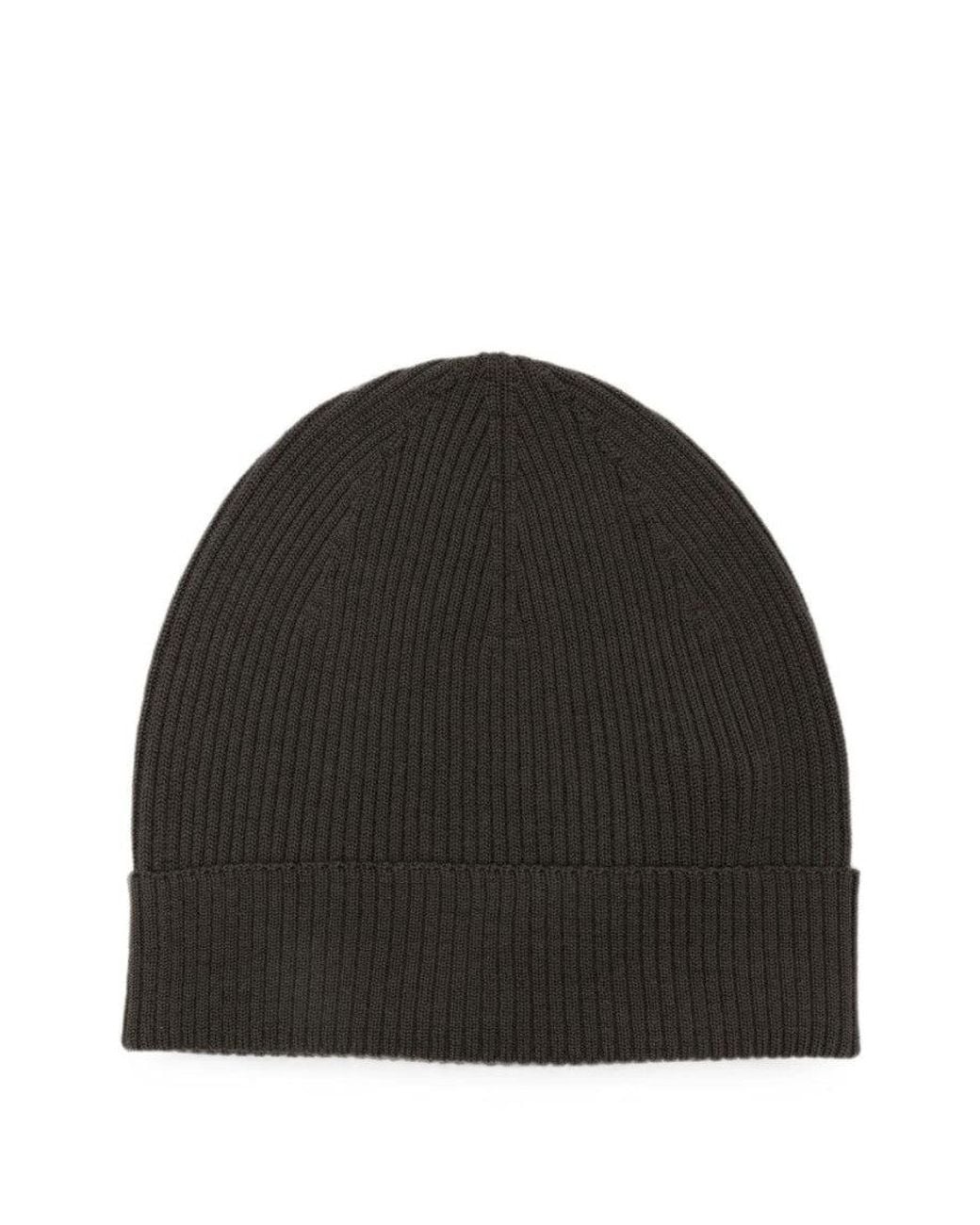 Rick Owens Black Dark Knitted Beanie Cap