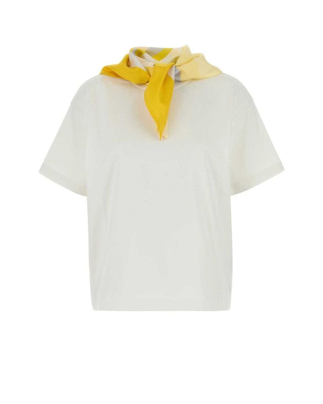 Bottega Veneta White Crew Neck Scarf T-Shirt