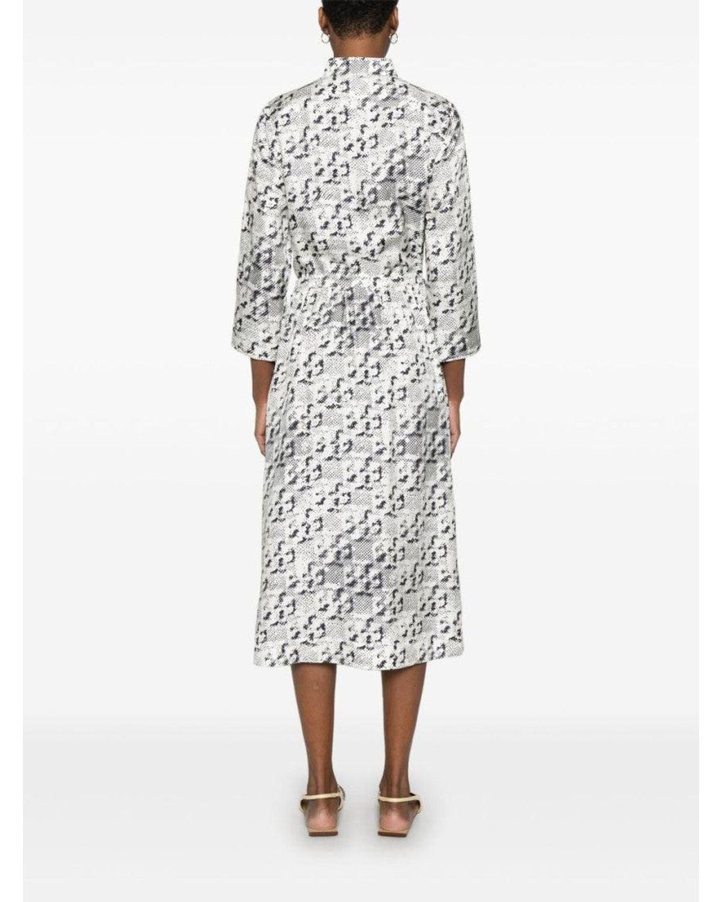 Tory Burch Gray Off Silk Midi Dress