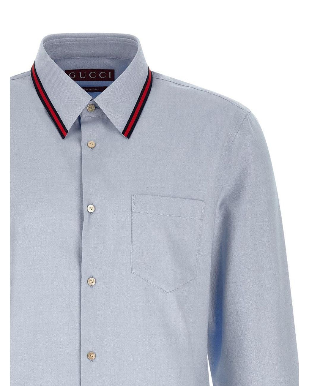 Gucci Blue Light Regular Solid Shirt for men