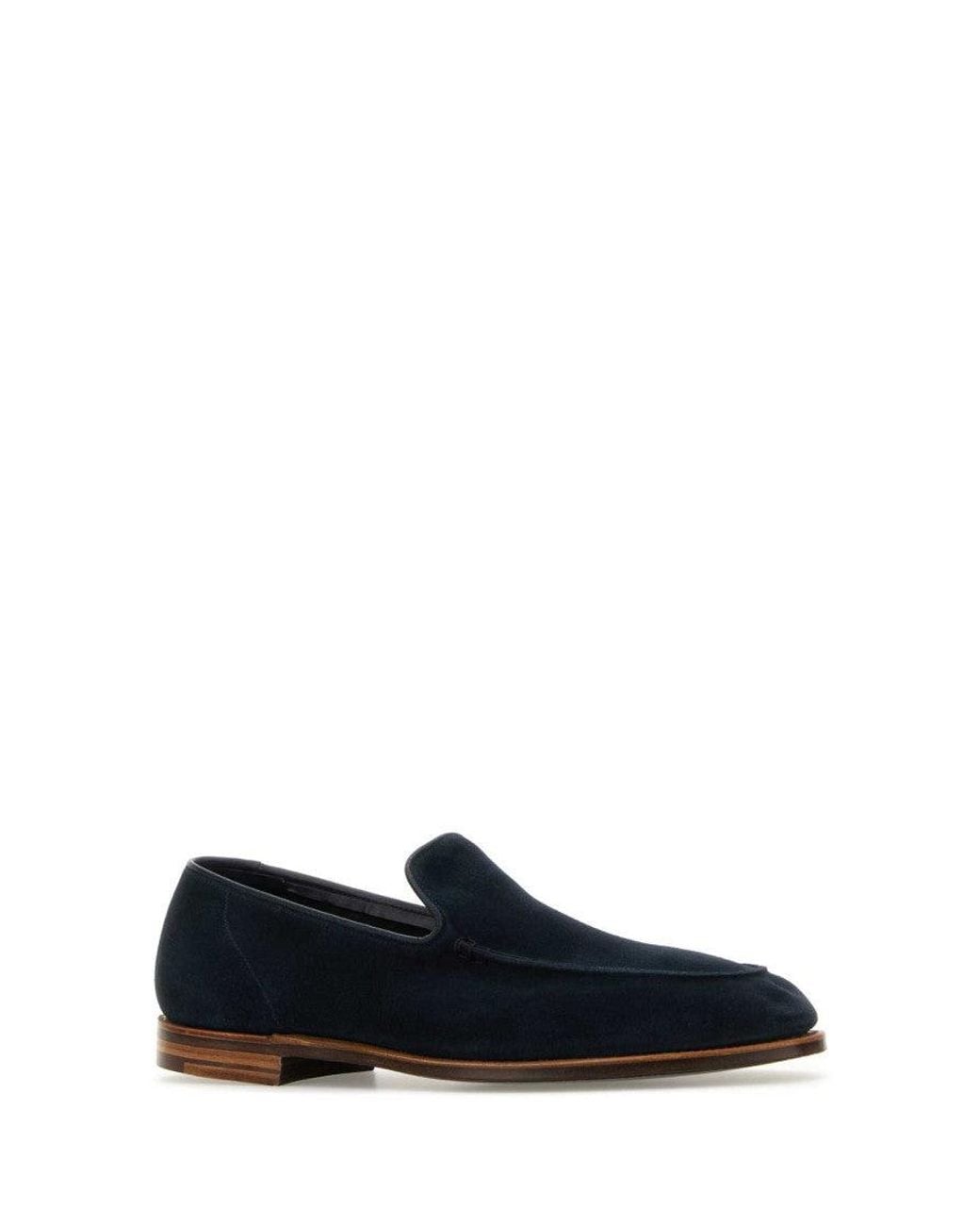 Crockett and Jones Blue Suede Loafers for men
