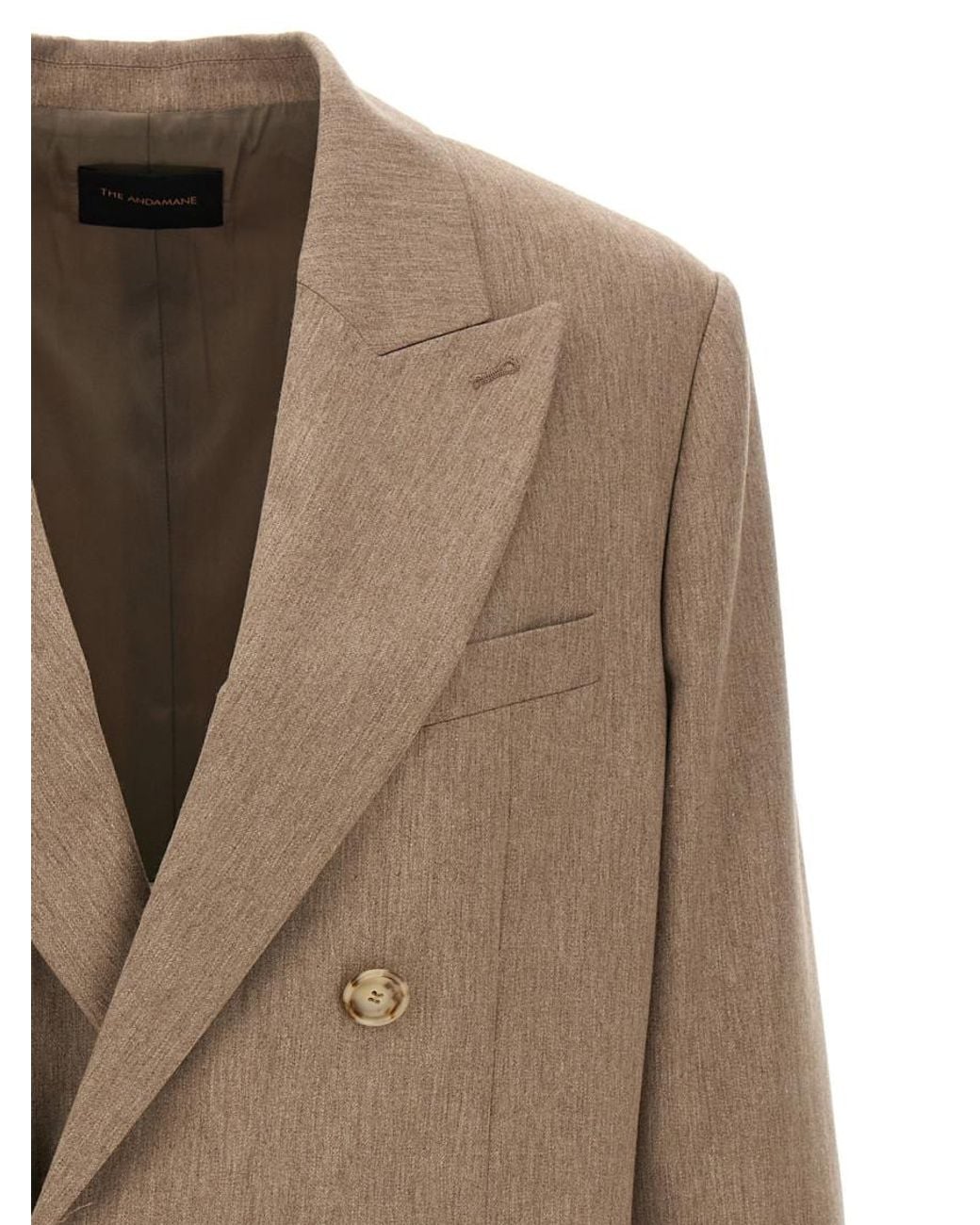ANDAMANE Brown Double-Breasted Viscose Blend Blazer