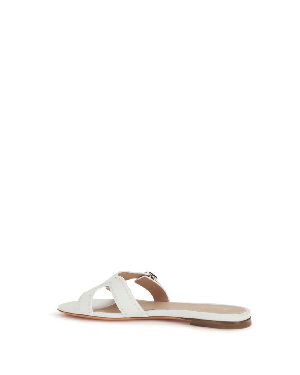 Santoni White Leather Flats