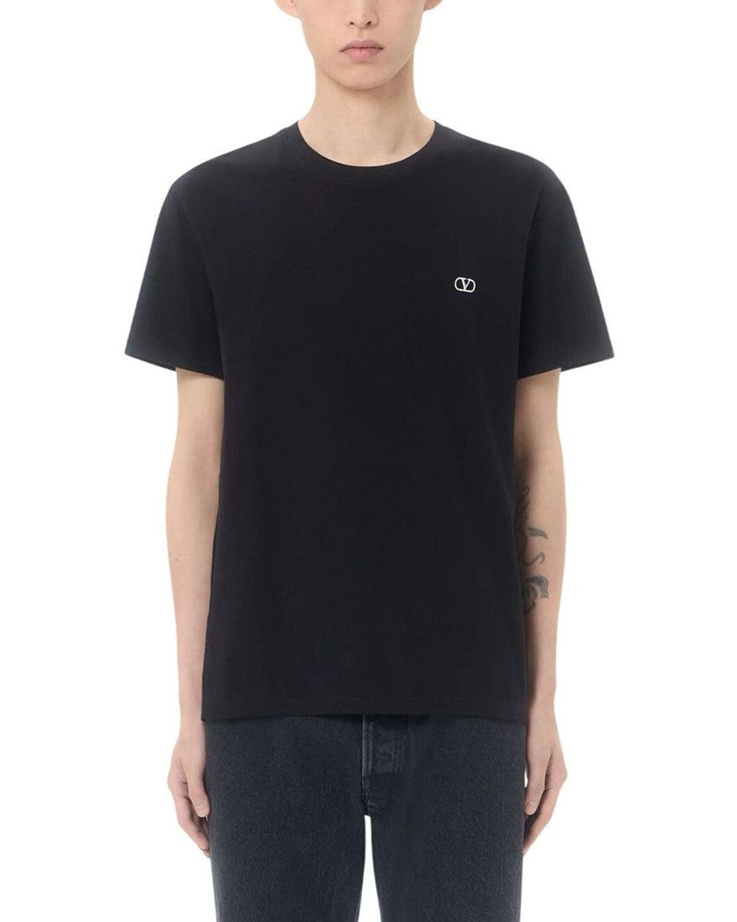 Valentino Black Crew Neck T-Shirts for men
